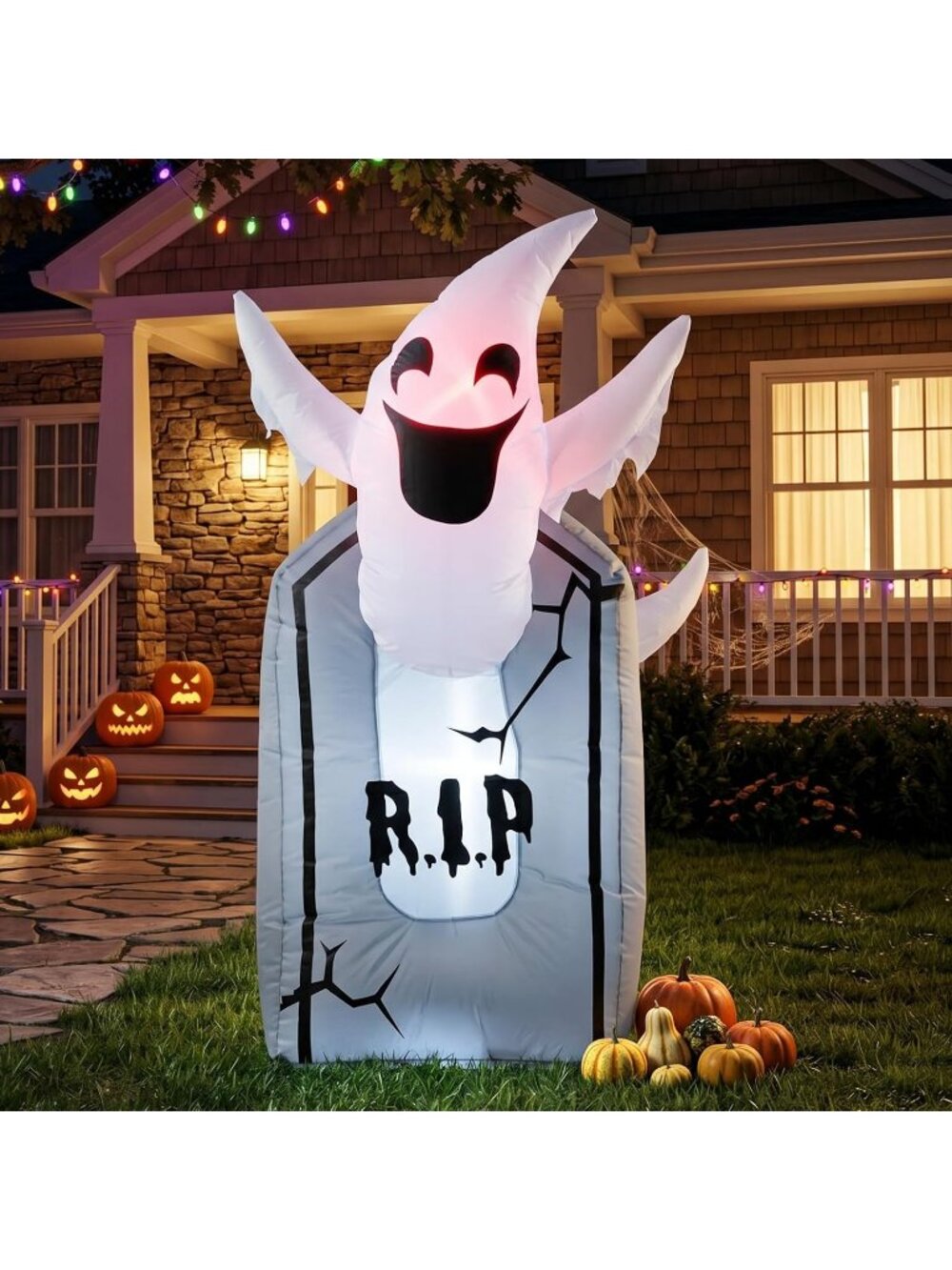 🎃 3.5FT Halloween Inflatable Ghost Tombstone Blow up with LED Light Outdoor Dec